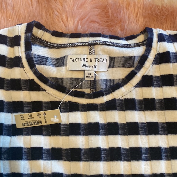 Madewell Texture & Thread Velvet Striped Tee Dress blue white - Picture 5 of 7